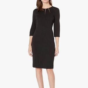 NWT Badgley Mischka Black Cocktail Dress Sunburst Neckline 6